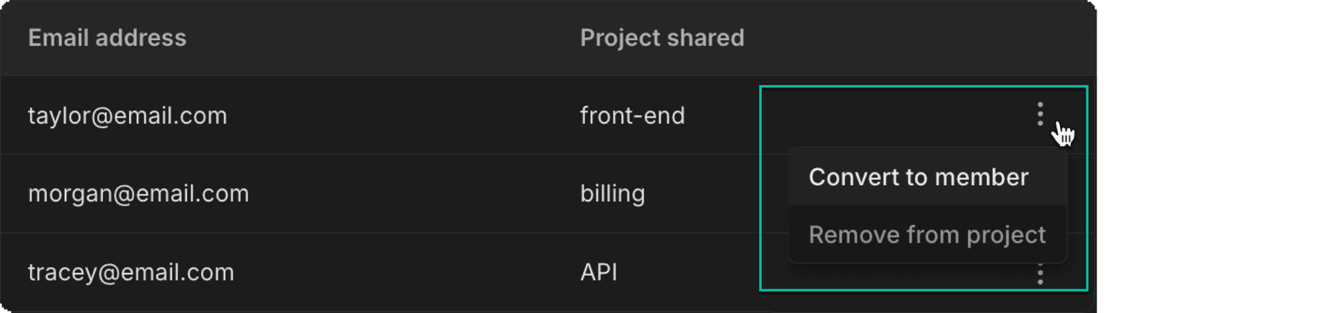 guests more options menu